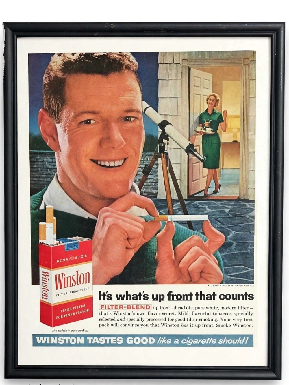 Winston Cigarettes 1962 Vintage Ad 14"x17"